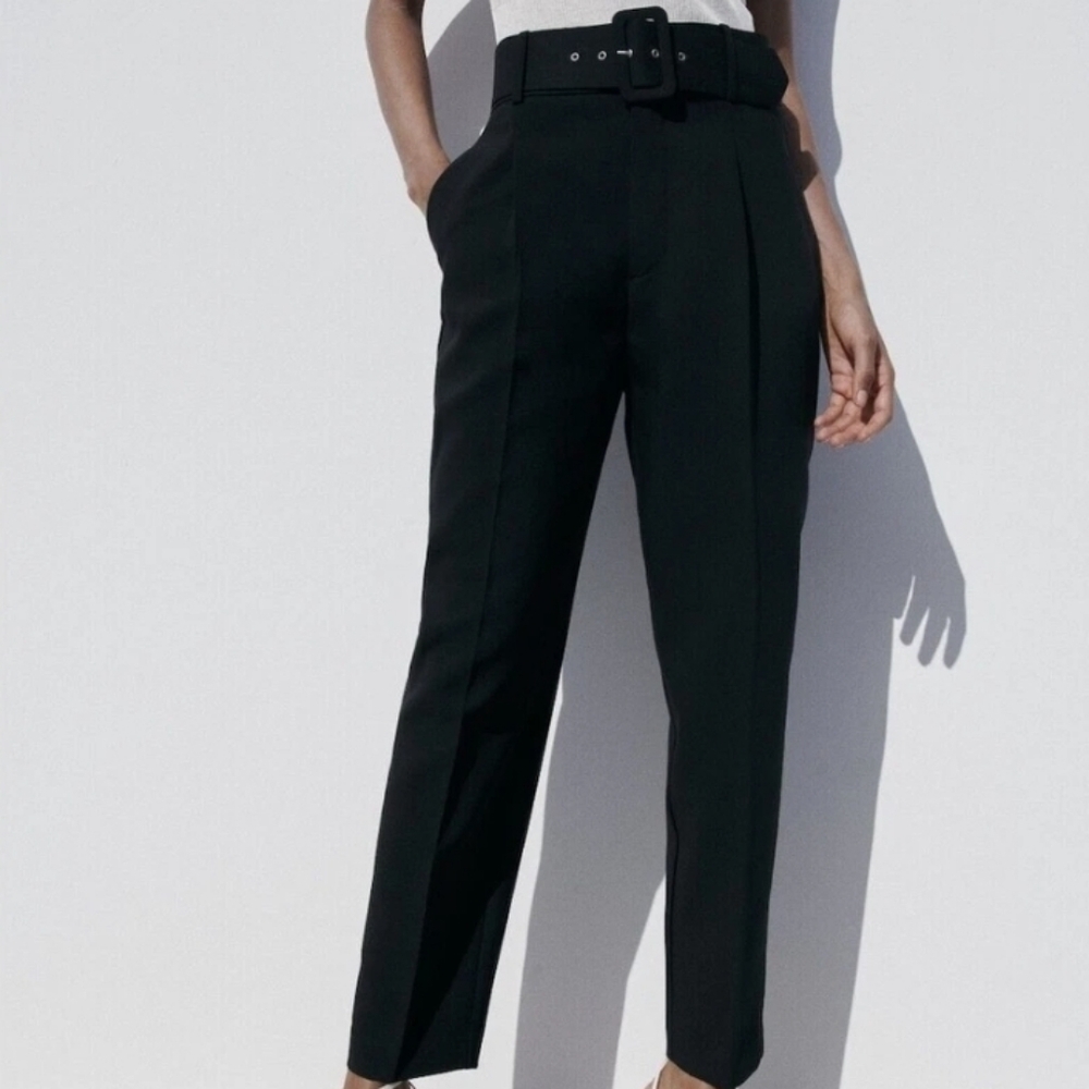 Zara Women's Black Tailored Trousers With A Belt